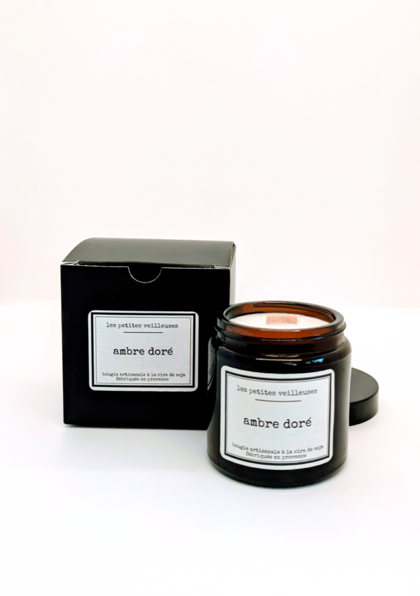 Bougie verre Ambre doré 120ml – Image 2