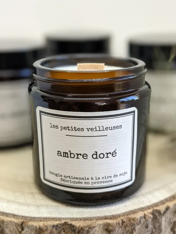 Bougie verre Ambre doré 120ml – Image 3